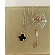VCA Classic Clover Black Agate Lucky Rose Gold Necklace