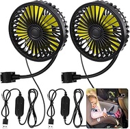 Glooglitter 2 Pcs Car Fan USB for Rear Seat Passenger Portable Headrest 360 Degree Rotatable 3 Speed