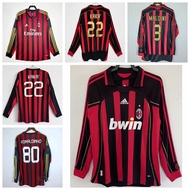2006-07 13-14 Season AC Milan Retro Long Sleeve Home  Away Jersey Football Kaka Pirlo Ronaldinho Mal