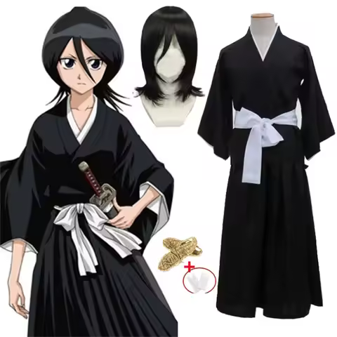 Bleekmiddel Kuchiki Rukia Shinigami Cosplay Kostuum Pruik Schoenen Set Halloween Voor Vrouw Mannen K