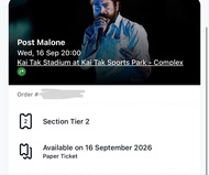 Post Malone 演唱會門票 2026