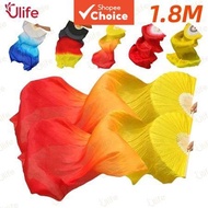 Belly Dance Fans 1.8m (L+R) Artificial Silk Hand Fans with Bamboo Frame Foldable Fans for Dance Begi