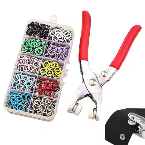 Clothing Button Kit 5-Claw Metal Prong Press Tool Buckle Buttons Kit with Fastener for Leather Hat S