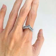 3 x 6 mm. Marquise Cut Sky Blue Brazilian Topaz Cluster Ring