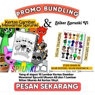BUNDLING SPRUNKI DRAWING PAPER CONTENTS 10 SHEETS A5 SIZE AND 1 SHEET SPRUNKI V1 STICKER A6 SIZE VIN