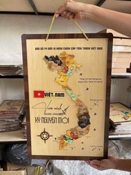 Bản đồ Việt Nam gỗ size đại 60*40cm in nổi 3D 2 lớp mới 34 tỉnh thành đẹp sắc nét trang trí tranh t