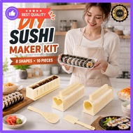 10PCS Sushi Making Kit 8 Shapes Sushi Mold Maker Rice Roll Gimbap Onigiri Tool Set Easy DIY Homemade
