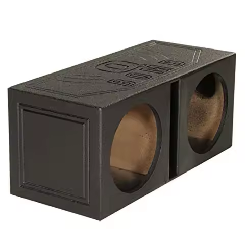 QPower Dual 8-Inch Vented Port Subwoofer Box Enclosure with Black Bed Liner Spray Exterior Solid 3/4
