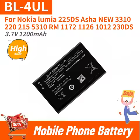 High Quality BL-4UL Phone Battery 3.7V 1200mAh for Nokia lumia 225DS Asha 215 225 230 5310 RM 1012 1