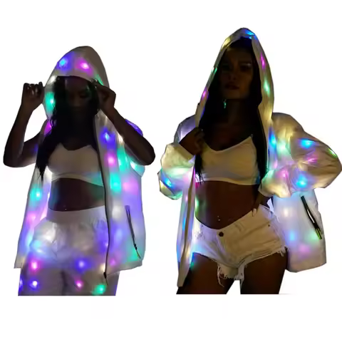 LED Clothes Lumnious Glow Dancing Costume Halloween Christmas Party Clothes Rave Jacket Led Night Ru