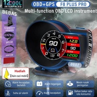 LAYAR [GIFT] F8PLUS PRO - CAR SCREEN DISPLAY HD OBD2+GPS SMART HUD DOUBLE SYSTEM SMART GAUGE RESISTA