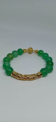 Gelang Giok China Kristal Bambu Ukir dan Bola Magnet Giok UK. 10mm dan Bola Magnet UK. 10mm