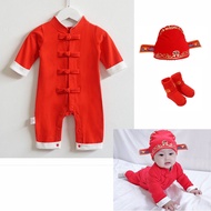 Newborn baby boy long sleeves cotton CNY romper, chinese new year clothes kids, cny clothes, chinese