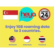 SINGAPORE HEYA MOBILE PREPAID ADD-ON DATA INTERNET IGB ROAMING FOR MALAYSIA INDONESIA THAILAND SGD 3