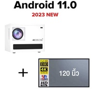 โปรเจคเตอร์ wifi รุ่นใหม่ล่าสุด Android10 เชื่อมต่อกับ projector เชื่อมต่อโทรศัพท์ 4K UHD Bluetooth พร้อมแอพ netlfix youtube เครื่องฉายโปรเจคเตอ