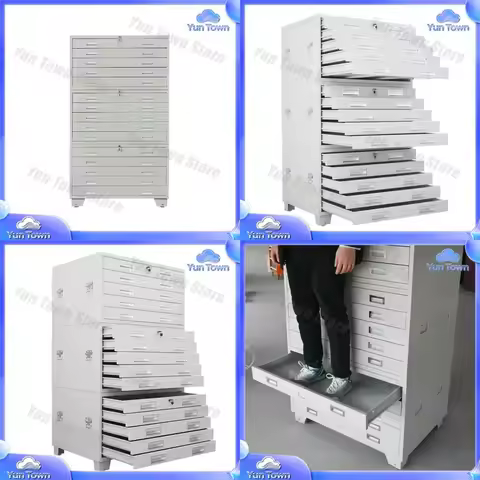 Flat File Cabinet for Office Steel Furniture for A0 A1 Paper Map Storage Metal Drawer Compartment Dr
