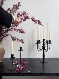 Tall iron table stand, decorations, French romantic dinner, black candle holder