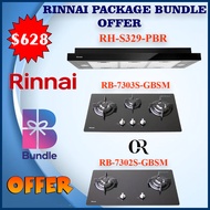 RINNAI RB-7303S-GBSM 3 Burner Built-In Hob  RB-7302S-GBS HOB  RH-S329-PBR-T HOOD  PACKAGE DEAL