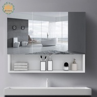 [kline]Perforation-free space aluminum bathroom mirror cabinet with shelf toilet vanity mirror bathroom storage cabinet wall-mounted