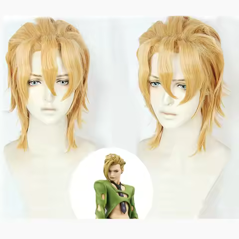 Anime Adventure Golden Wind Pannacotta Fugo Cosplay Short Blond Wig Halloween Cosplay Costume Wigs +