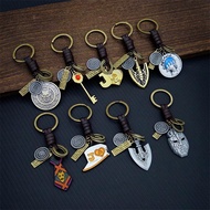 JOJO's Bizarre Adventure Keychain Cowhide Rope JOJO Keychain Ring Chain Genuine Leather Hanging Worl