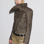 Leather Jacket 復古洗褪墊肩皮衣夾克
