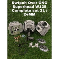 SWIPOH HEAD RACING VALVE WAVE125 W125 WAVE 125 21/24 SIAP PORTING CNC HEAD FULL SET 4 VALVE BAL 21MM