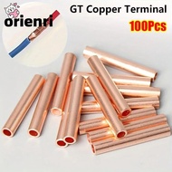 ORIENRI 100Pcs GT Copper Terminal Connecting Tube, Hole Passing GT-1/1.5/2.5/4/6/10/16/25 Wire Termi