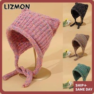LIZMON Knitting Cap, Keep Warm Ear-protected Cat Ear Hat, Cute Cat Ear Thicken Pullover Cap