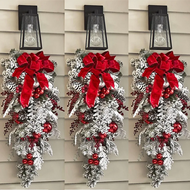 【ADDA】 Flocked PVC Christmas Decoration Flower Wreath Vine Hanging Garland Artificial Crafts Tree Do