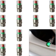 12PCS Car Tire Pressure Monitor Valve Stem Caps, 3-Color Eye Alert Valve Stem Caps Sensor Indicator,