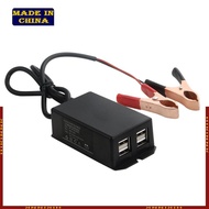 HIk DC Power Adapter with  Clip 12V Vehicle USB Charger for Cellphone 4 Ports Automatically Identify
