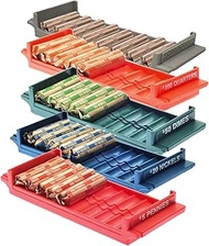 Nadex Rolled Coin Storage Organizer 5 Tray Set with Ridges for Loose Coins | Dollar, Quarters, Dimes