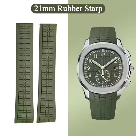 Curved End rubber watch strap For Patek Philippe 5164A 5167A 5168A watchband 21mm Soft Men Bracelet 