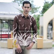 KATUN KEMEJA SAMUDRA CHOCOLATE Men's Long Sleeve Slim Fit Original Ori Prabuseno Full Lining Jumbo M