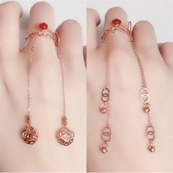 Hg Genuine Pure 14K Gold Russia Au585 Purple Gold Earrings Ring Line Female Color Gold Rose Gold Flo