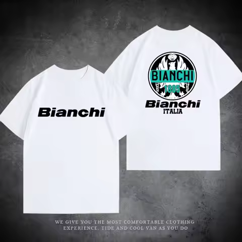 White T-shirt Men's Summer Pure Cotton 25 Bianchi High end Road Tour de France Cycling Work Clothes 