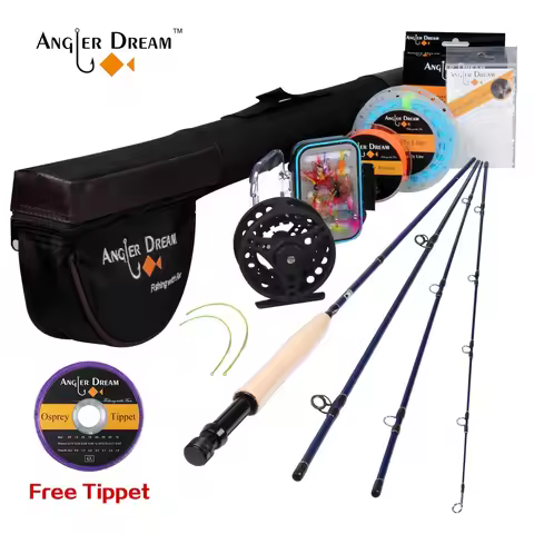 Angler Dream Fly Fishing Rod and Reel Combo Set 3/4 5/6 7/8 WT Rod Combo with Fly Line Fly Lures Ful