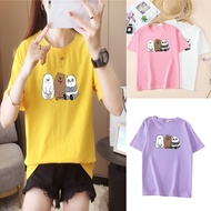 【10 Color】Fanshion We Bare Bears Short-sleeved T-shirt Korean Style Loose Tee