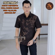 slir hitam kemeja batik pria lengan pendek full furing batik hitam batik keren batik modern batik vi