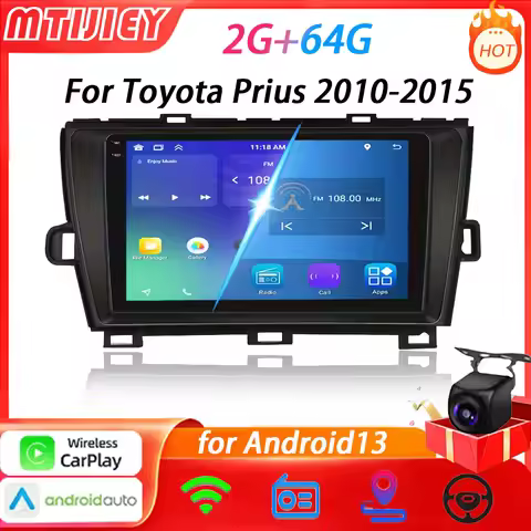 MTIJIEY 2+64G 2Din Car Radio Multimedia Player For Toyota Prius 3 XW30 2010-2015 Android 13 GPS Navi