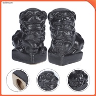 2 Pcs Decoration Decorations Garden Ornaments Lions Statues Flower Pot 4.8x2.7cm Black  dailyyuan