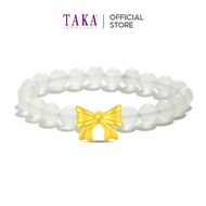 FC7 TAKA Jewellery 999 Pure Gold Bow Charm with Beads Bracelet