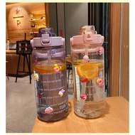 2000ml with reminder time Water Bottle Tumbler with straw scale big botol 2Liter 2litre gym sport BPA Free