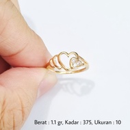 1.1 gr - Cincin Emas Hati Ukuran Ring Size 10 Kadar 375 (8K) - L20