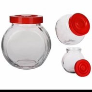 TP7 Large Clear Glass Jar Round Fat Durable Thick Twist Lid Kedaung 1.2L Canister Jar Food Storage F
