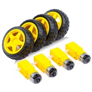 4PCS DC Electric Motor + Plastic TT Motor Tire Wheel Dual Shaft Gear Motor TT Gearbox Engine for Ard
