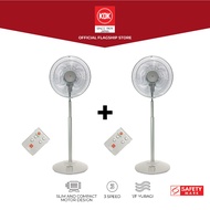 [Bundle of 2] KDK N30NH Compact Stand Fan with Remote Control and Adjustable Height