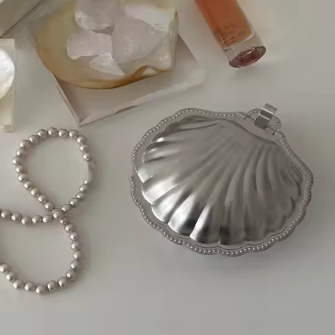 304 Stainless Steel Shell Shaped Dessert Dish Rust-proof French Style Cheese Dish Retro Decorative B