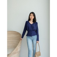 Rt-0367 (Level D) Women's Long Sleeve Crepe Peplum Blouse